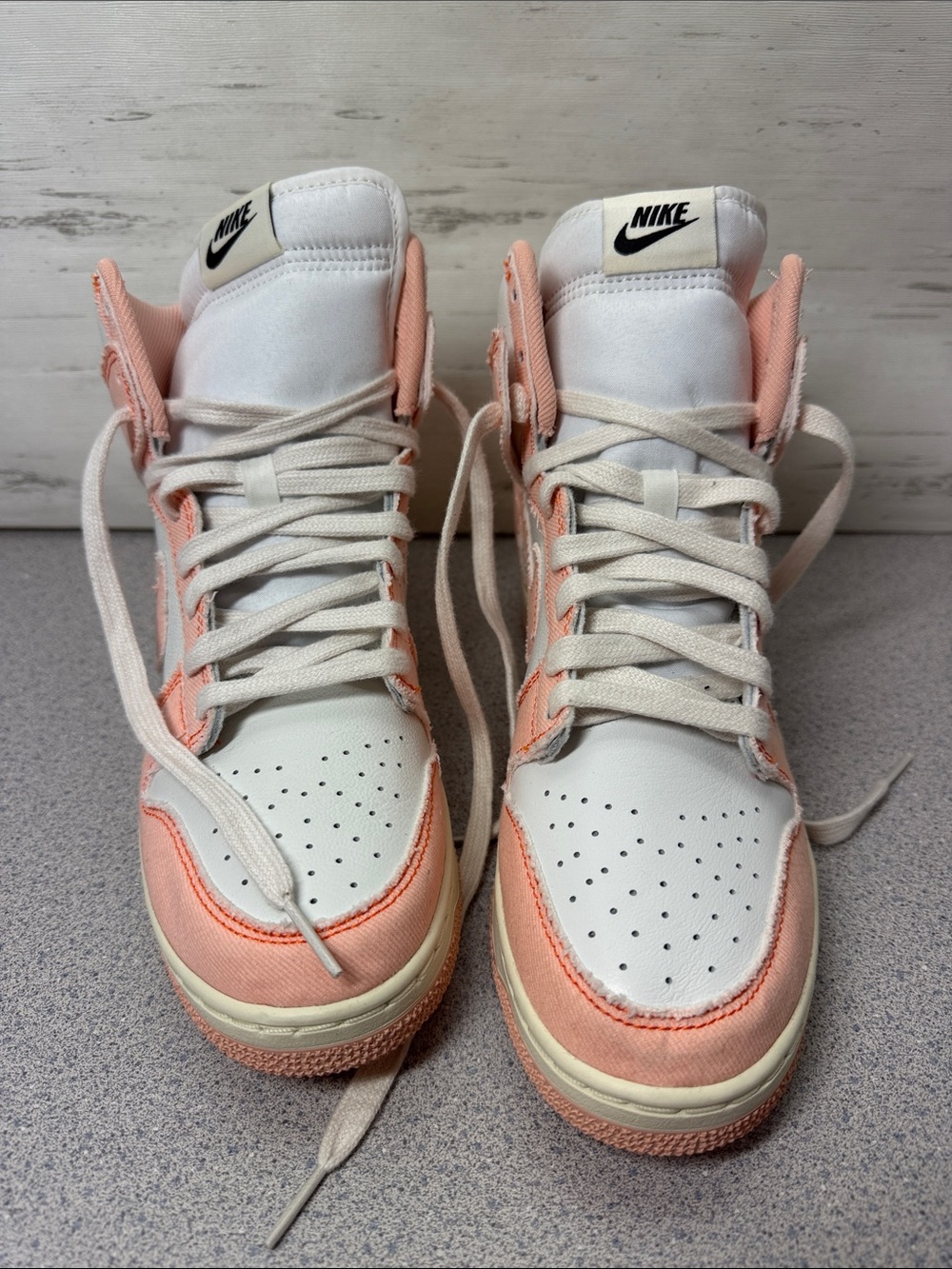 Nike Women's High-Top Sneakers in Peach and White - Picture 2 of 10